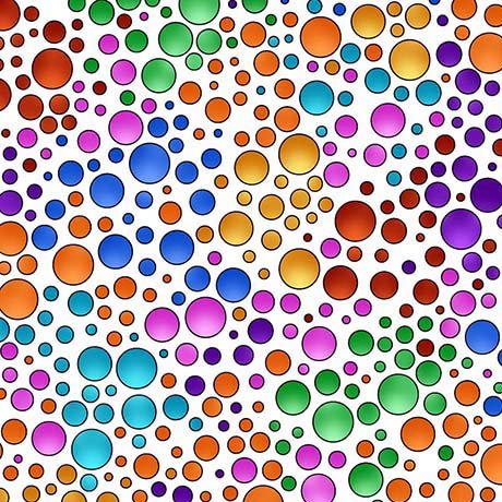 White/Multi Carnivale Dots Cotton Fabric - 43"/44" Per Yard