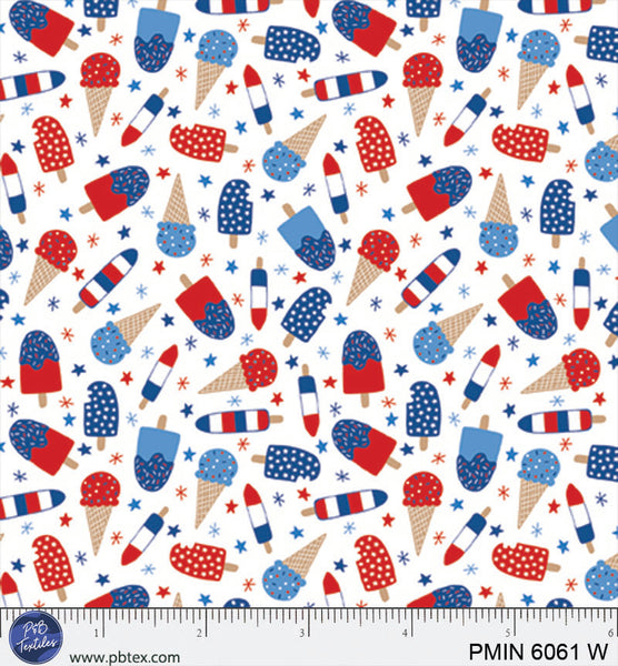 Minis Patrióticos Blancos PMIN-6061-W Tela de Algodón por Yarda