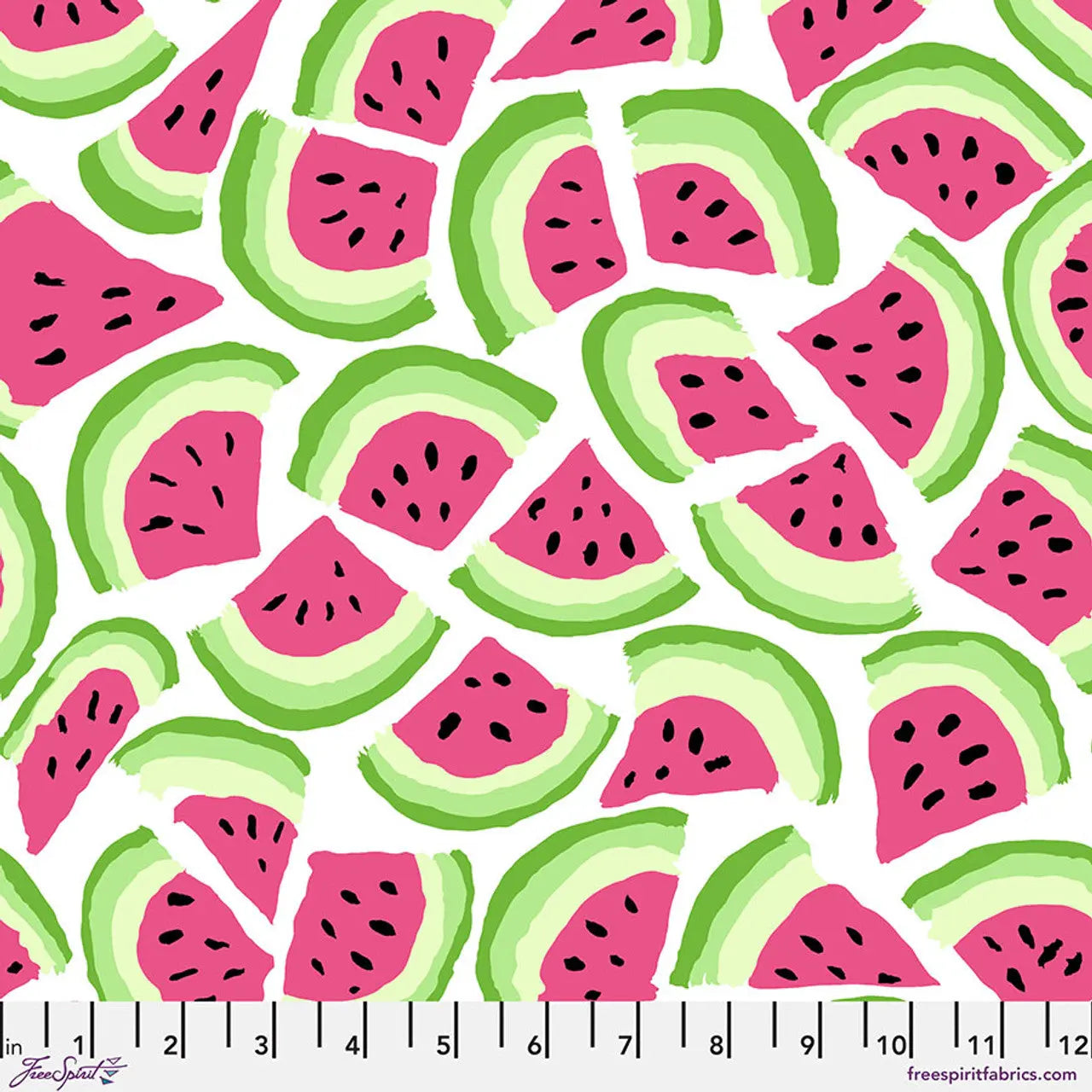 White Watermelon Slice Cotton Fabric - 44"/46" Per Yard