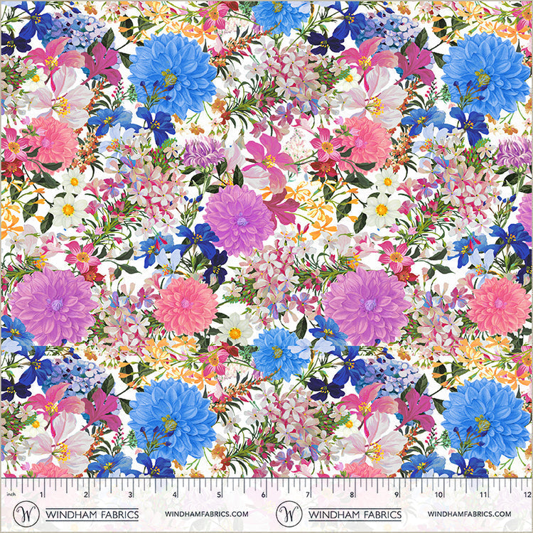Tejido de Algodón Midnight Blooms White Wildflower Pickings - 44"/45" por Yarda