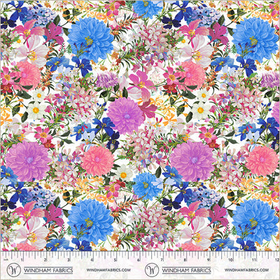 White Wildflower Pickings Midnight Blooms Cotton Fabric - 44"/45" Per Yard
