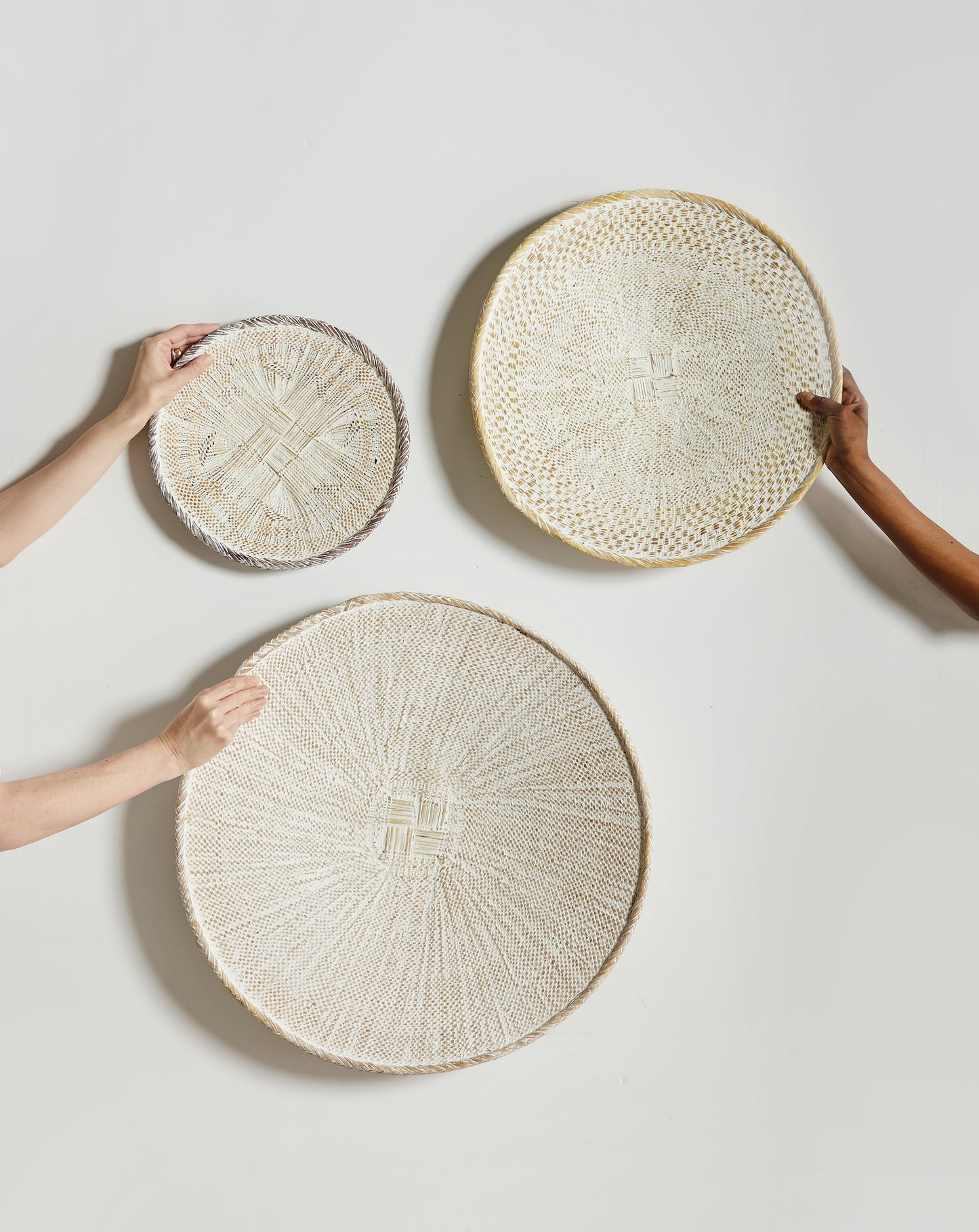 White Washed Handwoven Wall Basket - Korvel