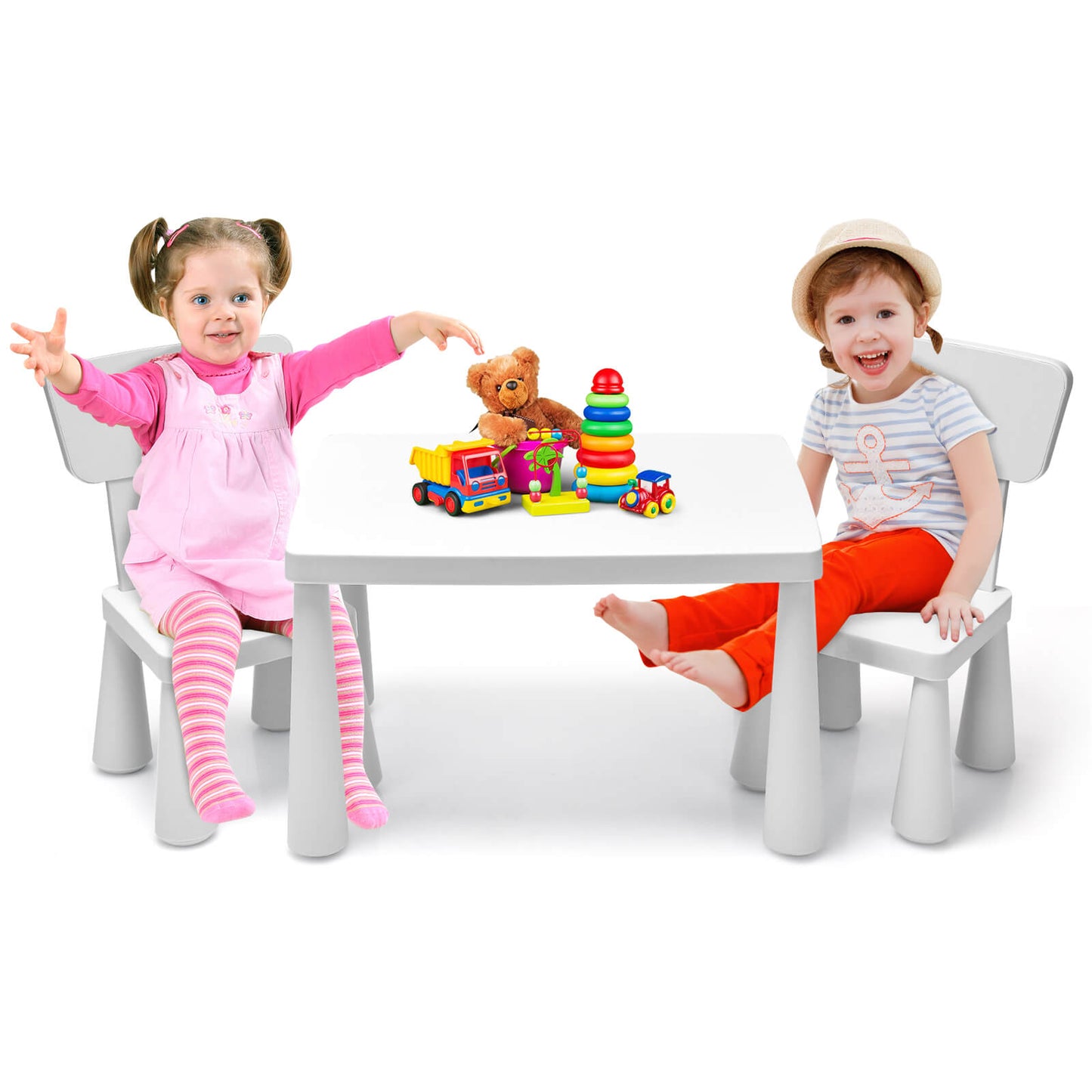 Juego de Comedor y Estudio Multi Actividad para Niños de 3 Piezas - Blanco