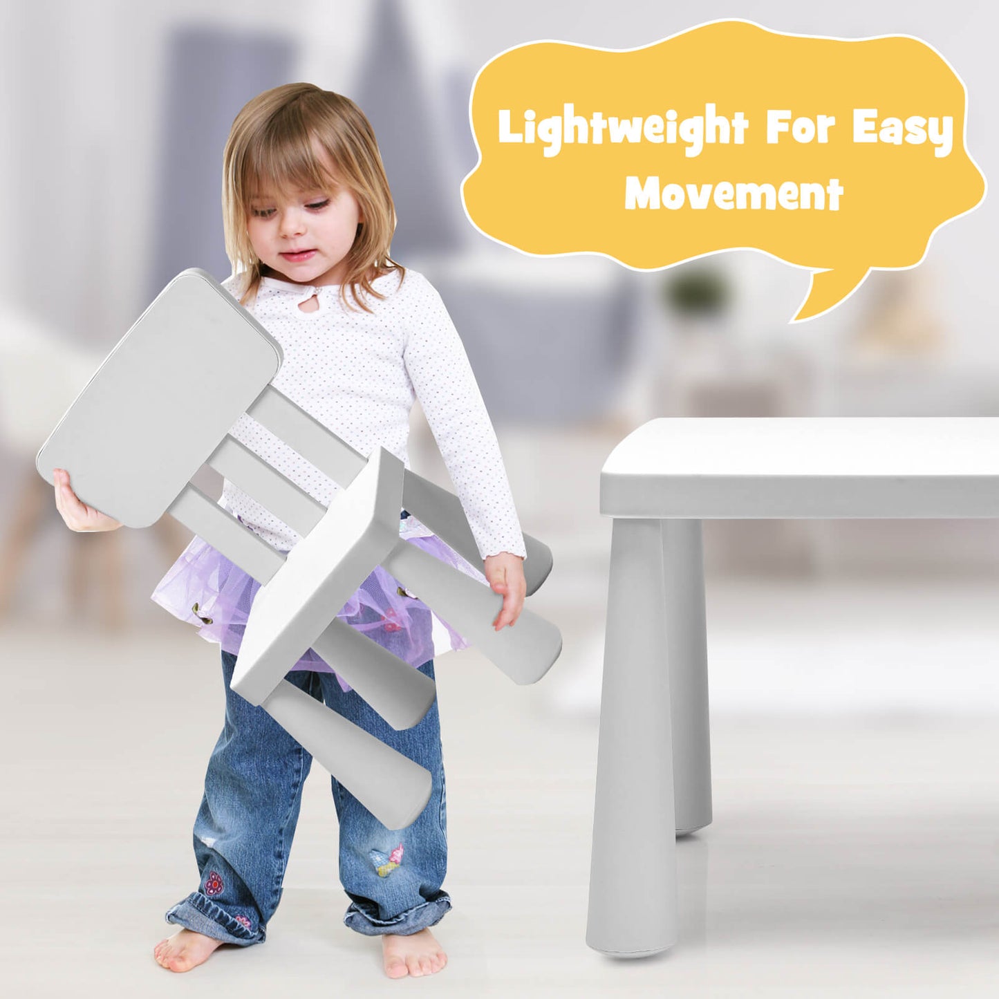 Juego de Comedor y Estudio Multi Actividad para Niños de 3 Piezas - Blanco
