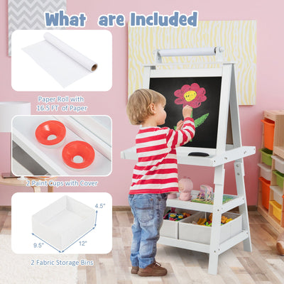 3-in-1 Double-Sided Storage Art Easel - White