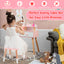 Kids Vanity Table and Chair Set with Rabbit Mirror - White