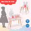 Kids Vanity Table and Chair Set with Rabbit Mirror - White