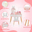 Kids Vanity Table and Chair Set with Rabbit Mirror - White
