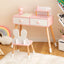 Kids Vanity Table and Chair Set with Rabbit Mirror - White