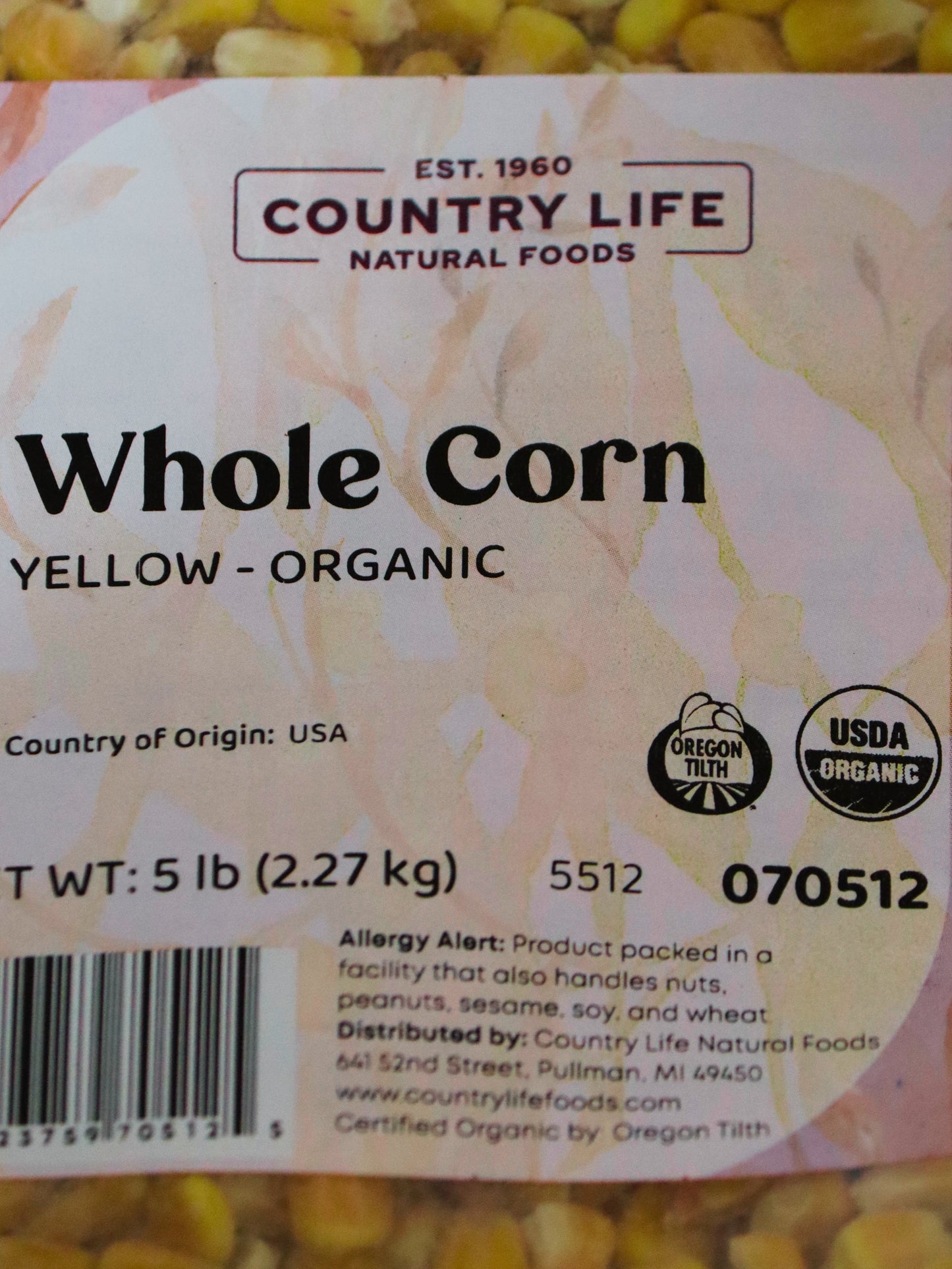 Organic Whole Yellow Corn - Premium Quality