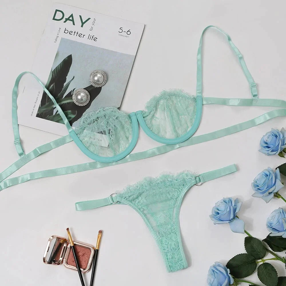 Conjunto de Lencería Transparente Elegante