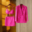 Elegant Pink Satin Suit Jacket and Skirt Set