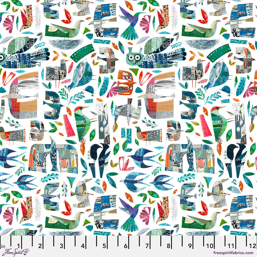 Wild Birds Bright Cotton Fabric - 44"/45" Per Yard