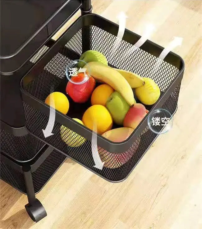 Estante de Cestas Metálicas Apilables con Ruedas