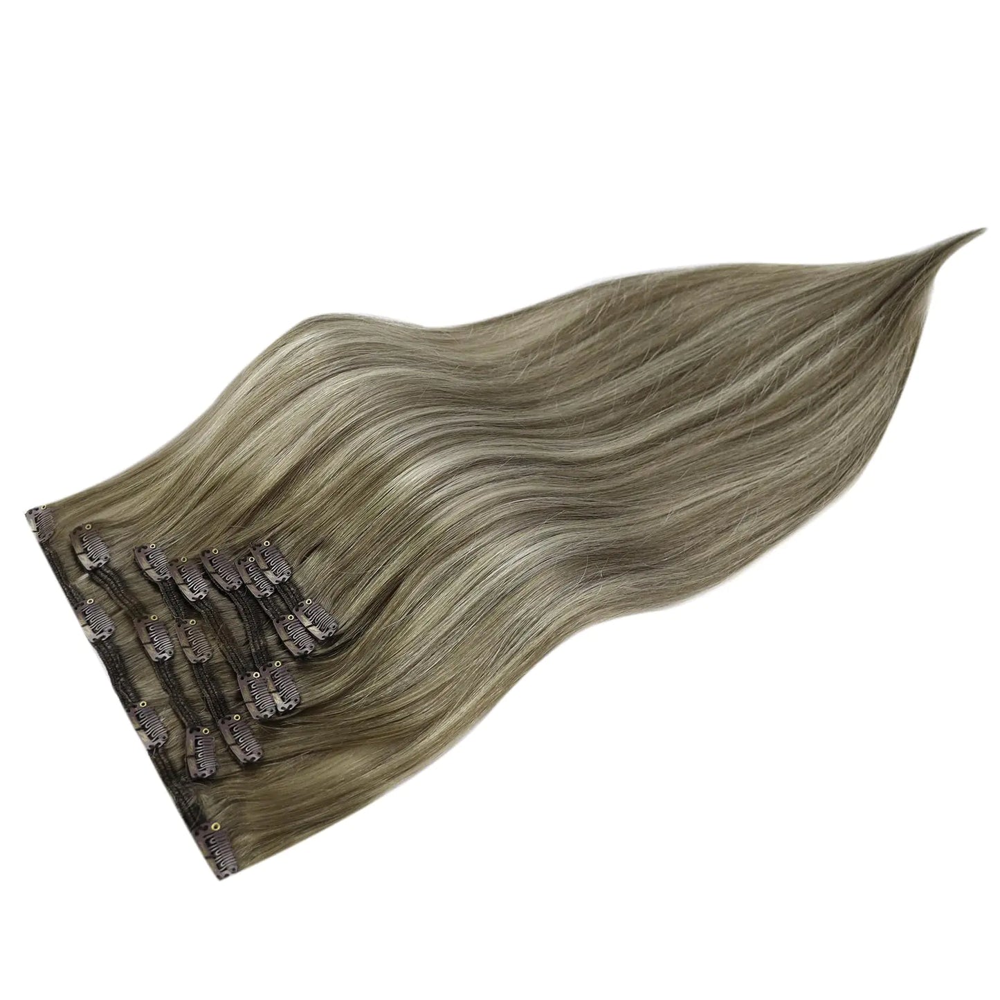 Extensiones de Cabello Humano Clip-In de 20 Pulgadas Full Shine - Ombre Cool Taupe