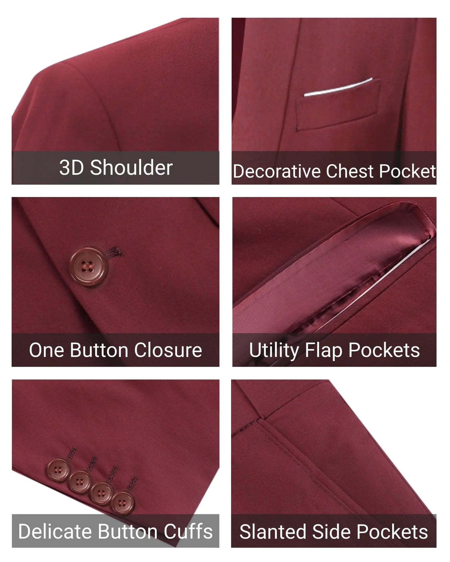 Ensemble de costume 2 pièces ajusté pour homme Cloudstyle en rouge vin