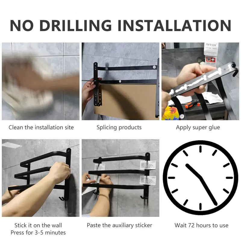 Soporte de Toallas Autoadhesivo - Organizador de Baño Premium