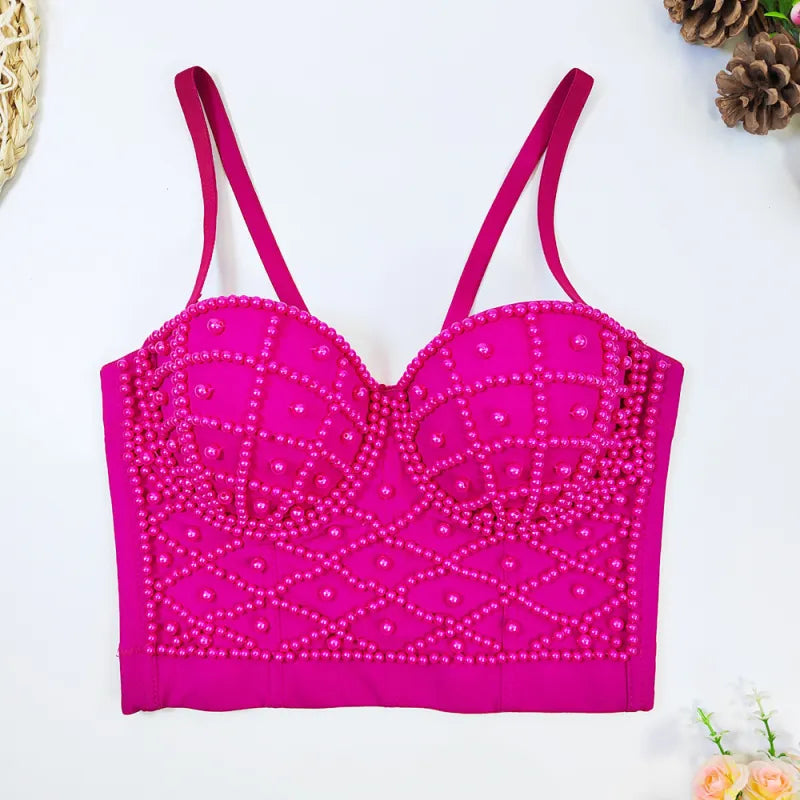 Camiseta sin mangas de perlas elegantes para mujeres
