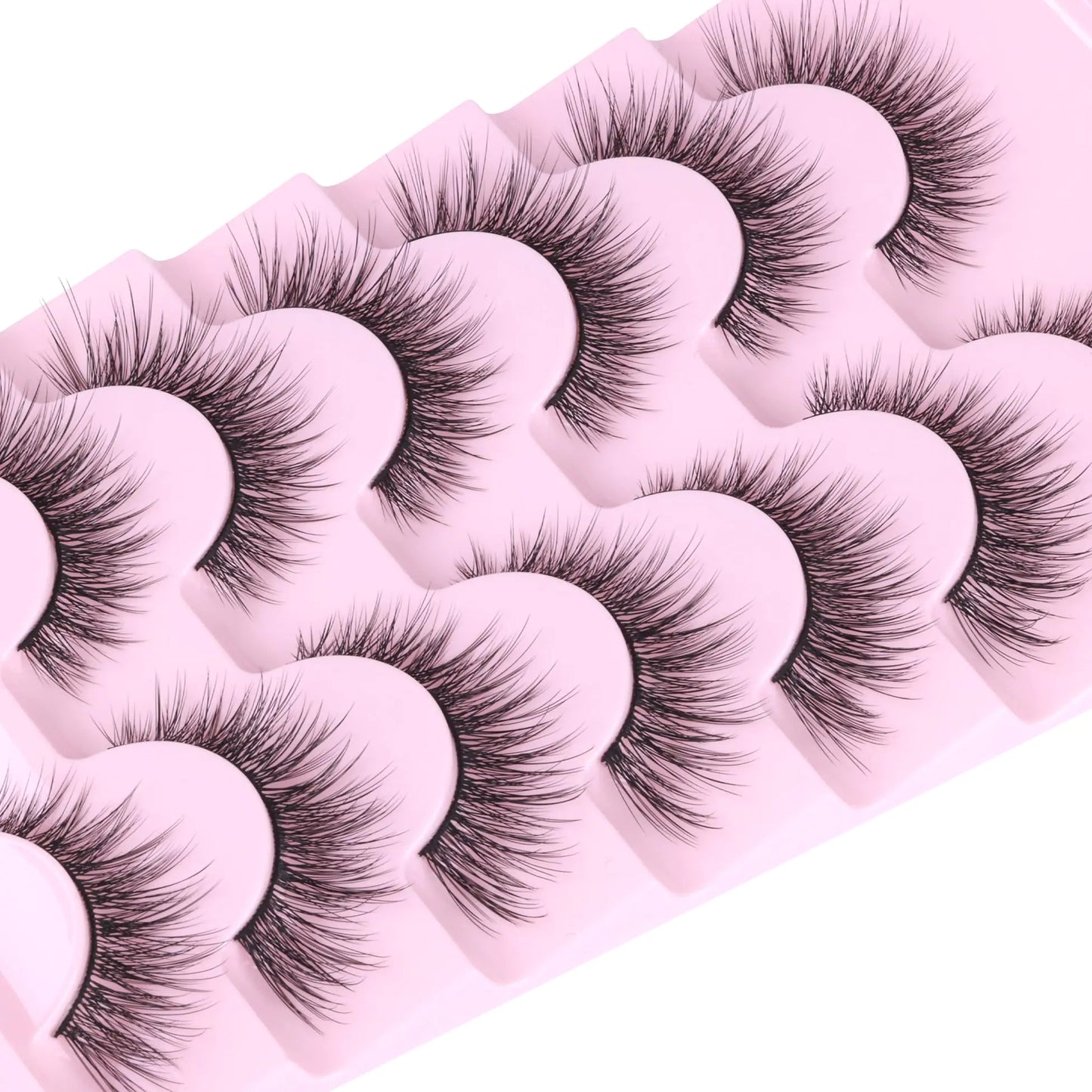 Wispy Natural Mink False Eyelashes - 7 Pairs Cat Eye Style