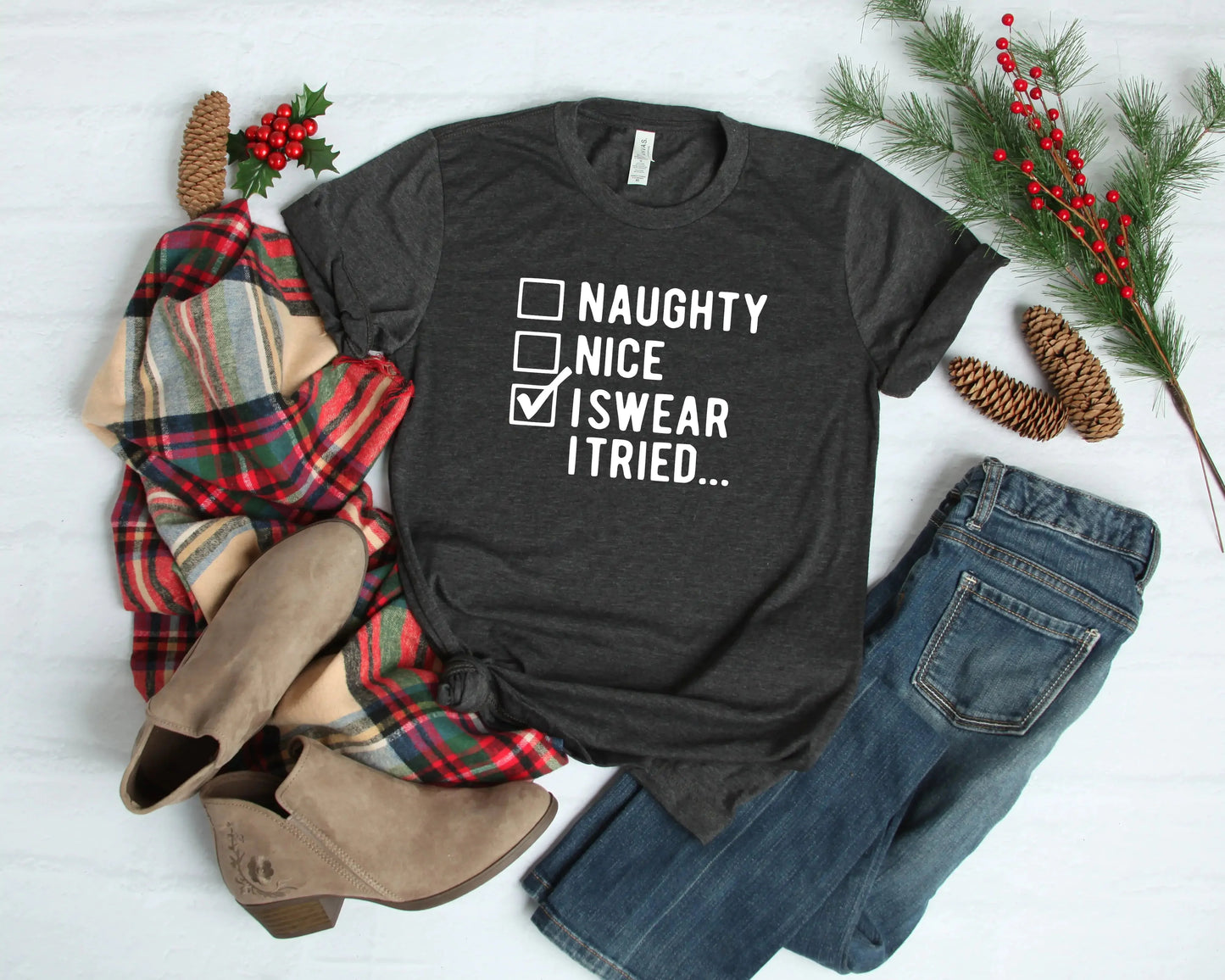 T-shirt de Noël drôle I Swear I Tried