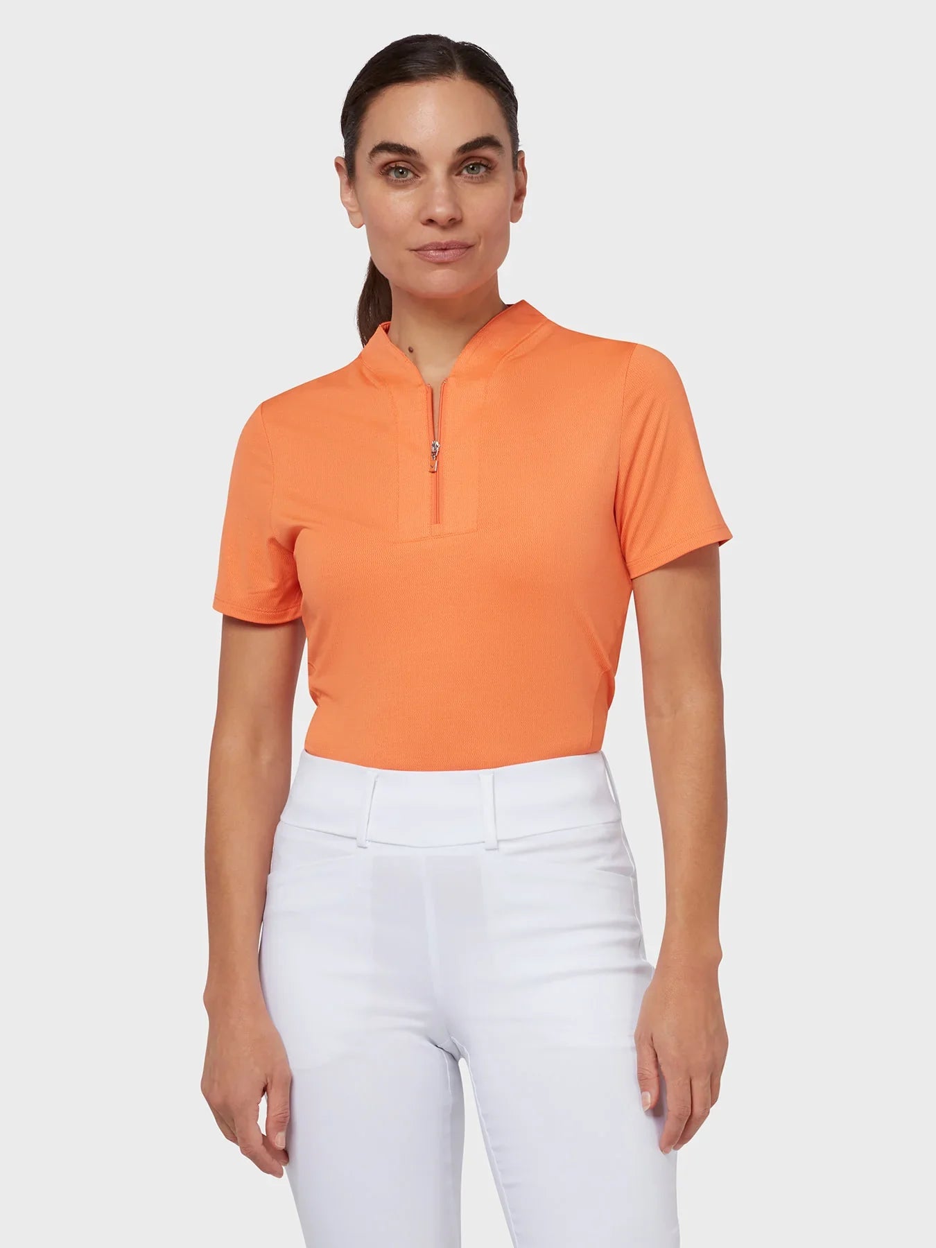 Polo jaspeado con textura tonal para mujer 