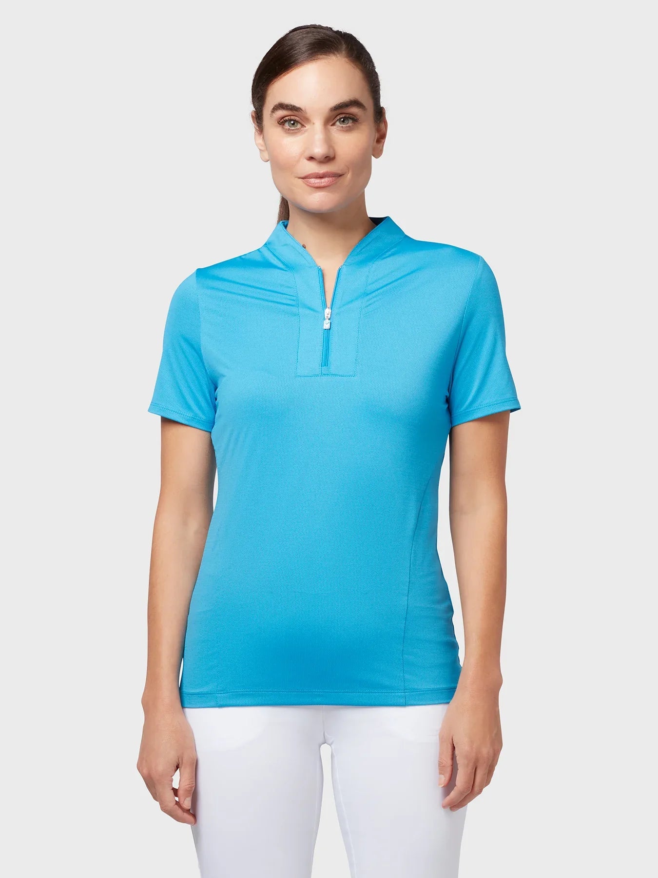 Polo jaspeado con textura tonal para mujer 