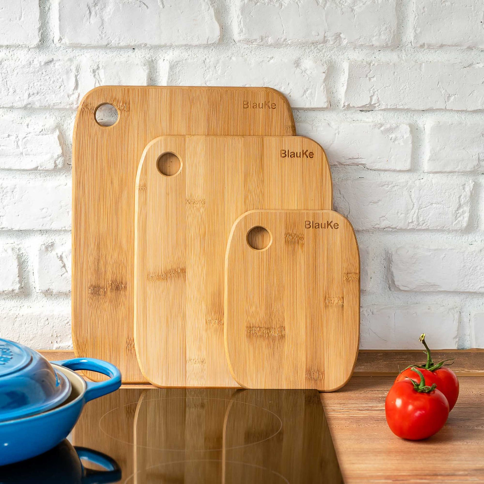 Bamboo Cutting Board Set – 3-Piece Kitchen Chopping & Serving Boards - Korvel
