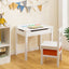 Flip-Top Wood Kids Activity Table and Chair Set - White