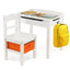 Flip-Top Wood Kids Activity Table and Chair Set - White