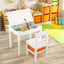 Flip-Top Wood Kids Activity Table and Chair Set - White