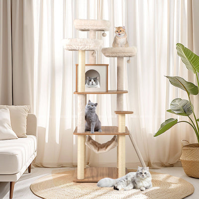 Árbol para Gatos Premium de 68 Pulgadas con Perchas Acolchadas y Poste de Rascado