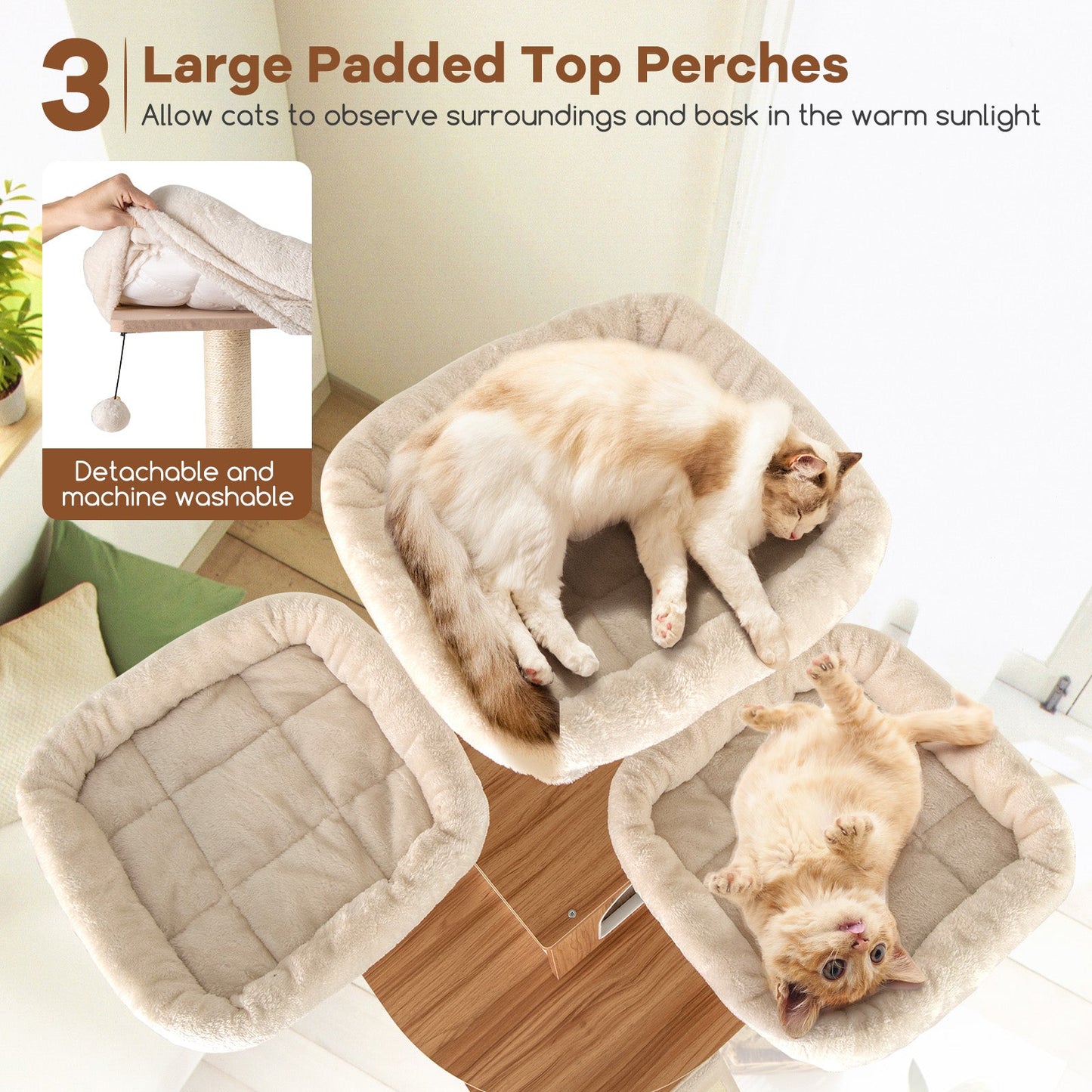 Árbol para Gatos Premium de 68 Pulgadas con Perchas Acolchadas y Poste de Rascado