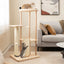 Torre para Gatos Moderna de Madera de Múltiples Niveles con Tablero de Rasguño - 44 pulgadas