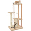 Torre para Gatos Moderna de Madera de Múltiples Niveles con Tablero de Rasguño - 44 pulgadas