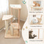 Torre para Gatos Moderna de Madera de Múltiples Niveles con Tablero de Rasguño - 44 pulgadas