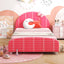Cama Plataforma Twin Tapizada de Madera - Rosa