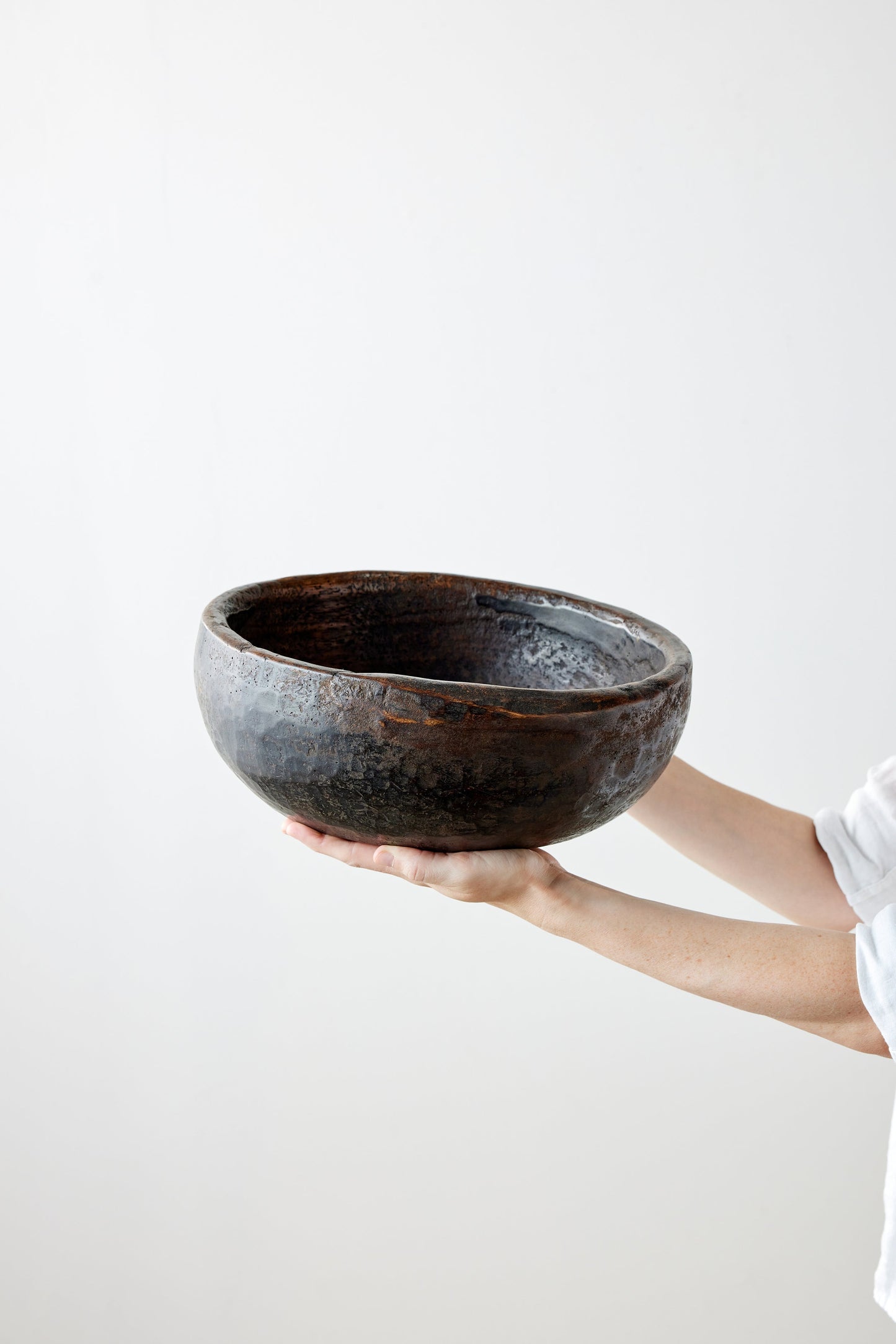 Vintage Iroko Wood Bowl - Hand-Carved West African Artistry
