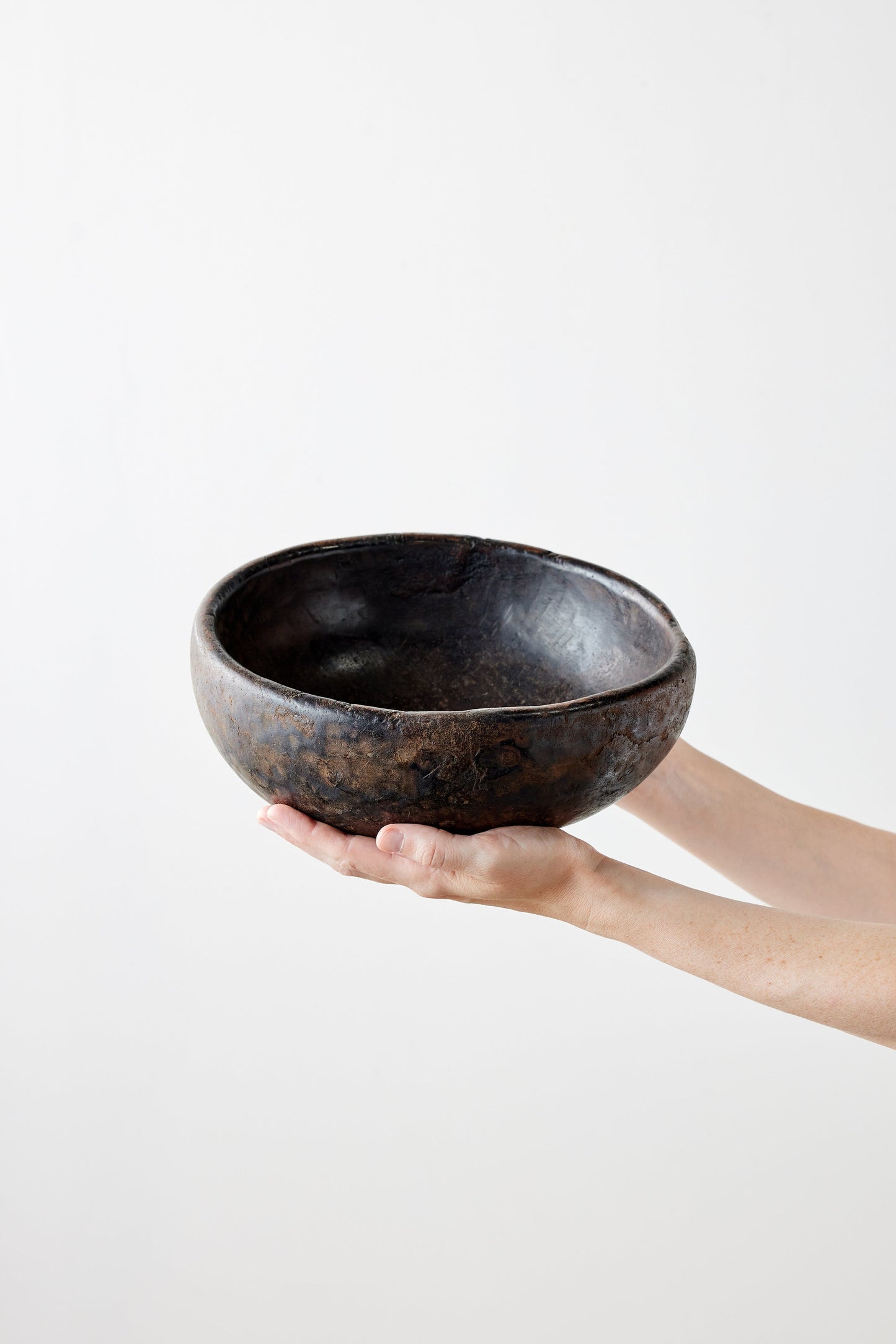 Vintage Iroko Wood Bowl - Hand-Carved West African Artistry