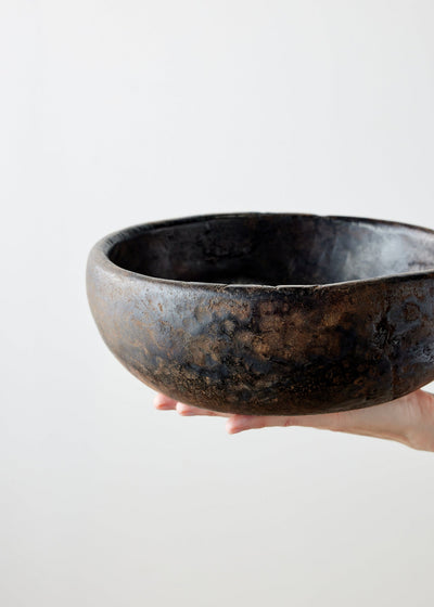 Vintage Iroko Wood Bowl - Hand-Carved West African Artistry