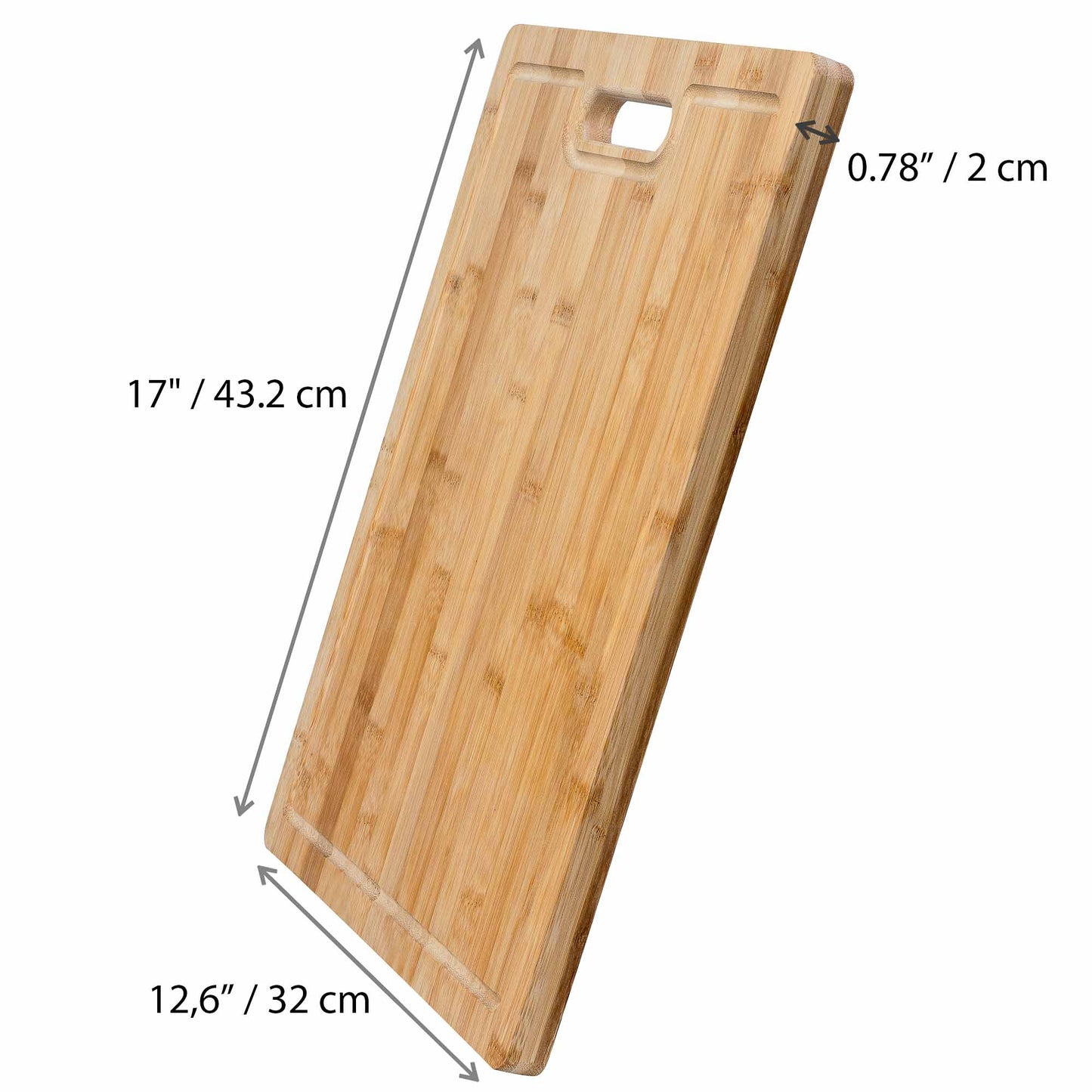 Extra Large Bamboo Cutting Board – 17"x12" Double-Sided with Juice Groove, 3 Compartments & Handle - Korvel