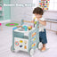 6-in-1 Wooden Baby Stroller with Play Kitchen - Blue