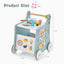 6-in-1 Wooden Baby Stroller with Play Kitchen - Blue