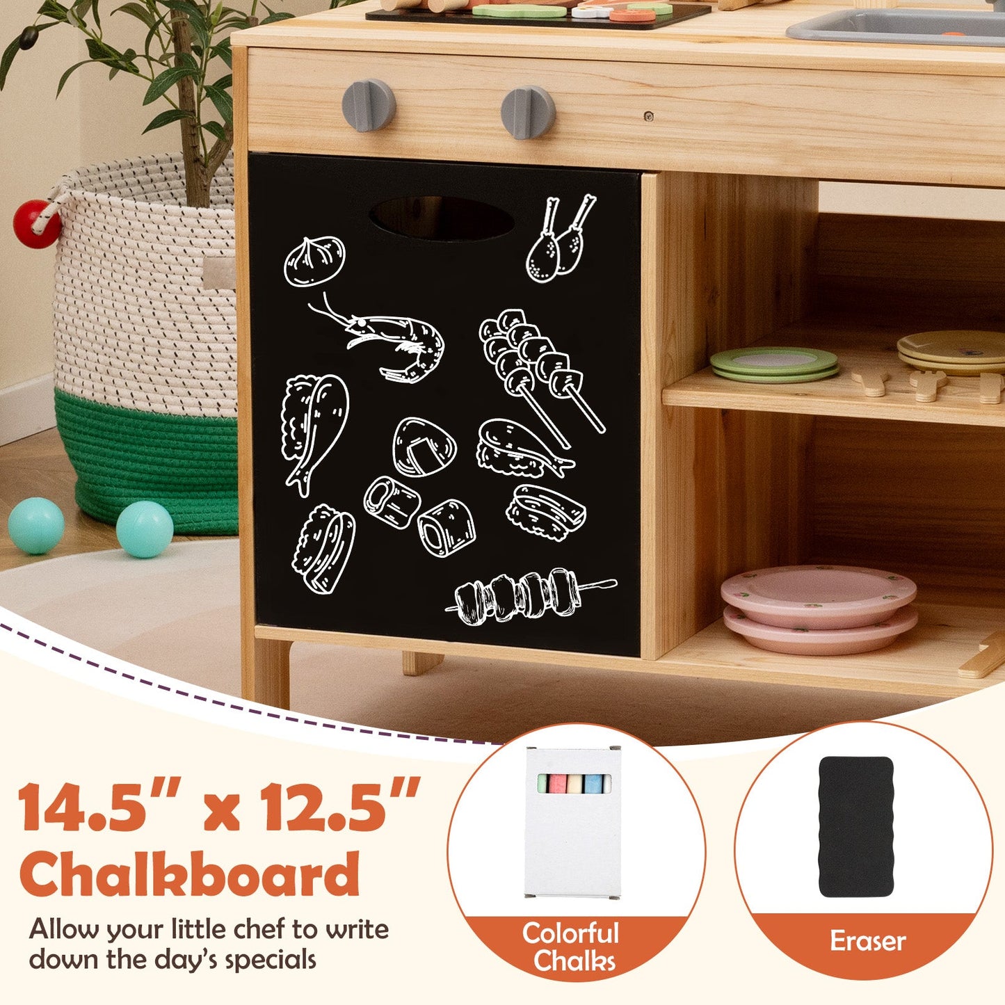 Set de jeu barbecue en bois avec tableau noir et évier