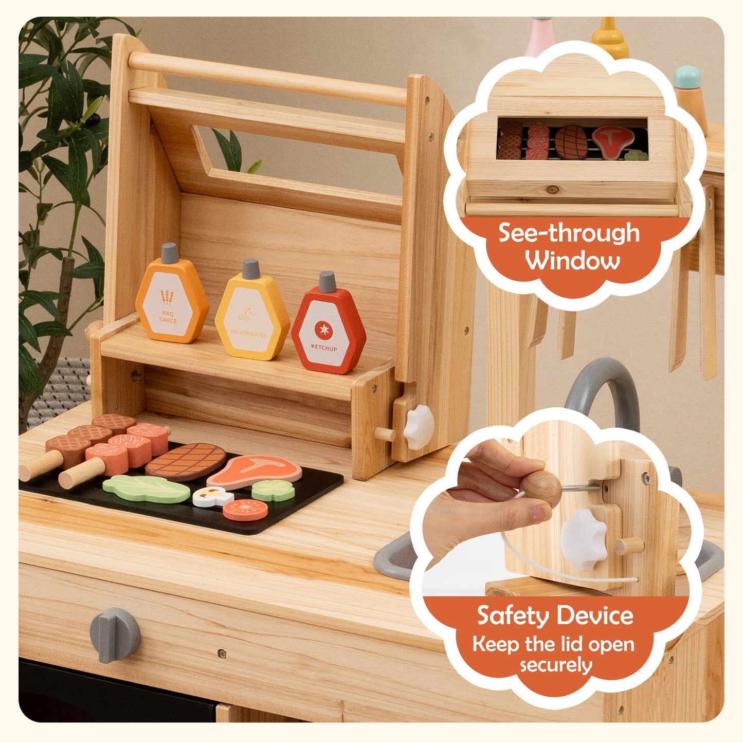 Set de jeu barbecue en bois avec tableau noir et évier