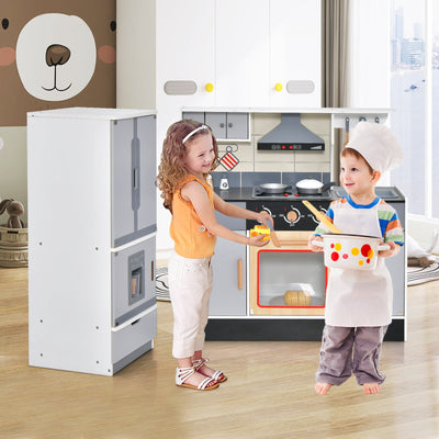 Wooden Chef Play Kitchen with Realistic Range Hood & Refrigerator