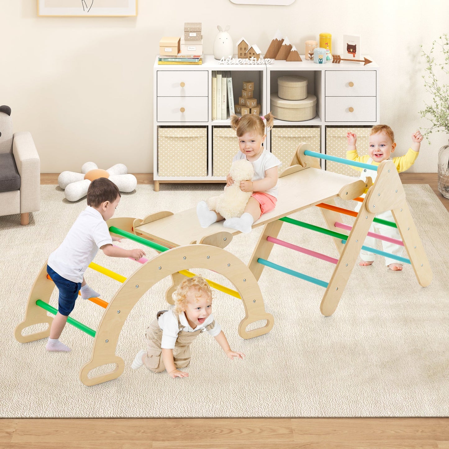 Escalador de Madera 5 en 1 para Niños - Set de Aventura Multicolor