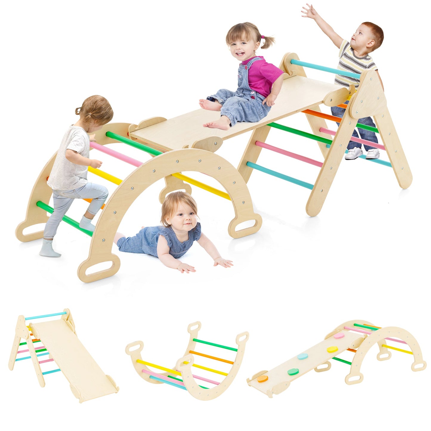 Escalador de Madera 5 en 1 para Niños - Set de Aventura Multicolor