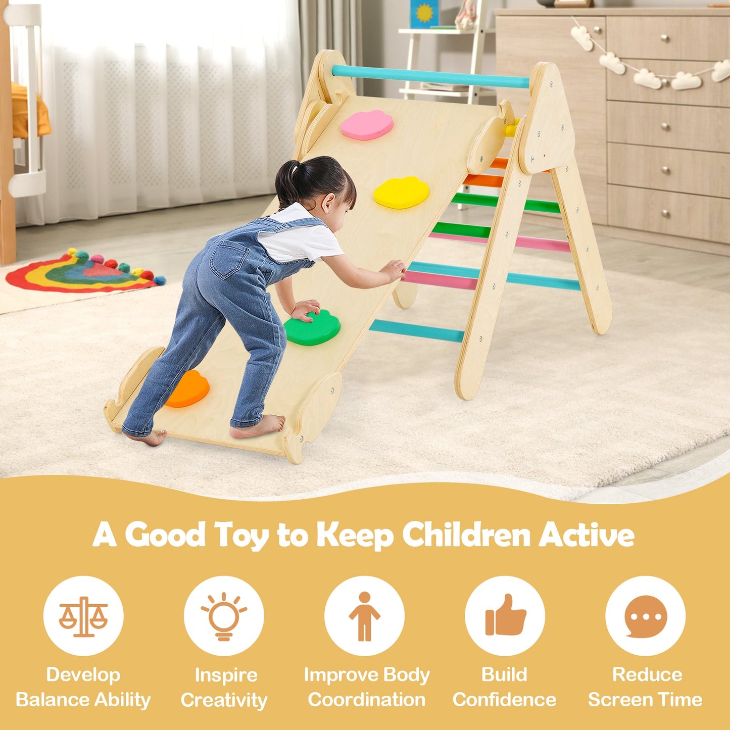 Escalador de Madera 5 en 1 para Niños - Set de Aventura Multicolor