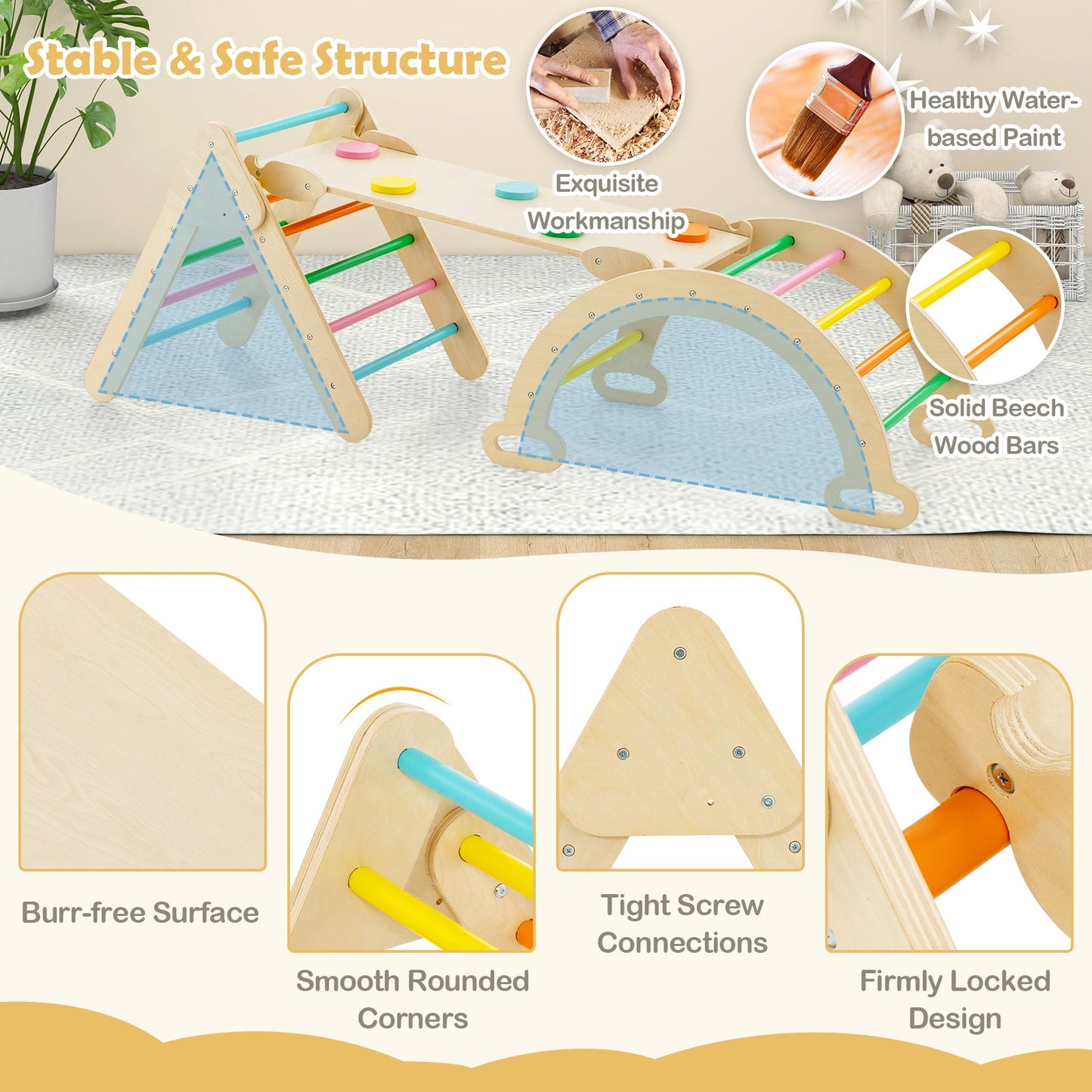 Escalador de Madera 5 en 1 para Niños - Set de Aventura Multicolor