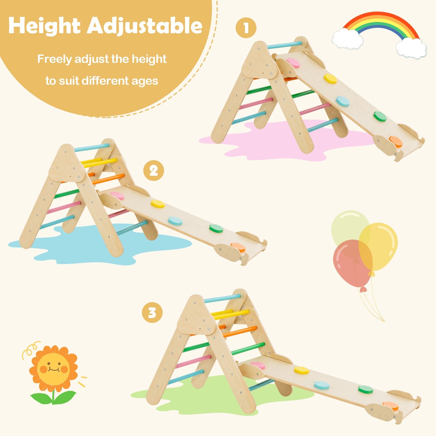 Escalador de Madera 5 en 1 para Niños - Set de Aventura Multicolor